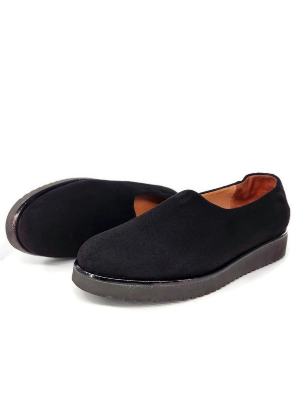 L'Amour Des Pieds Black Soft Vegan Suede Round Toe Slip On Flat Comfort Loafers
